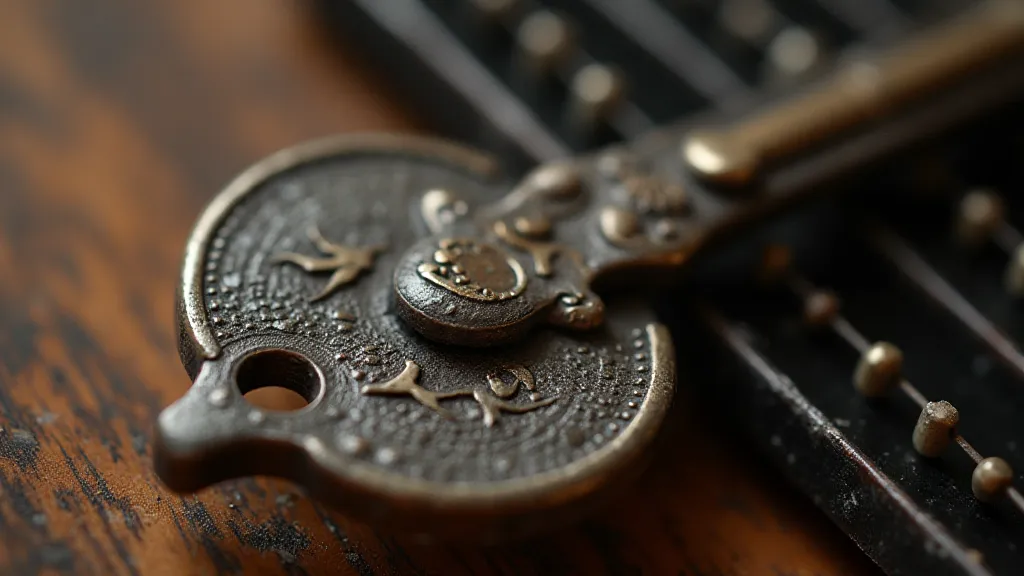 Antique accordion key close-up
