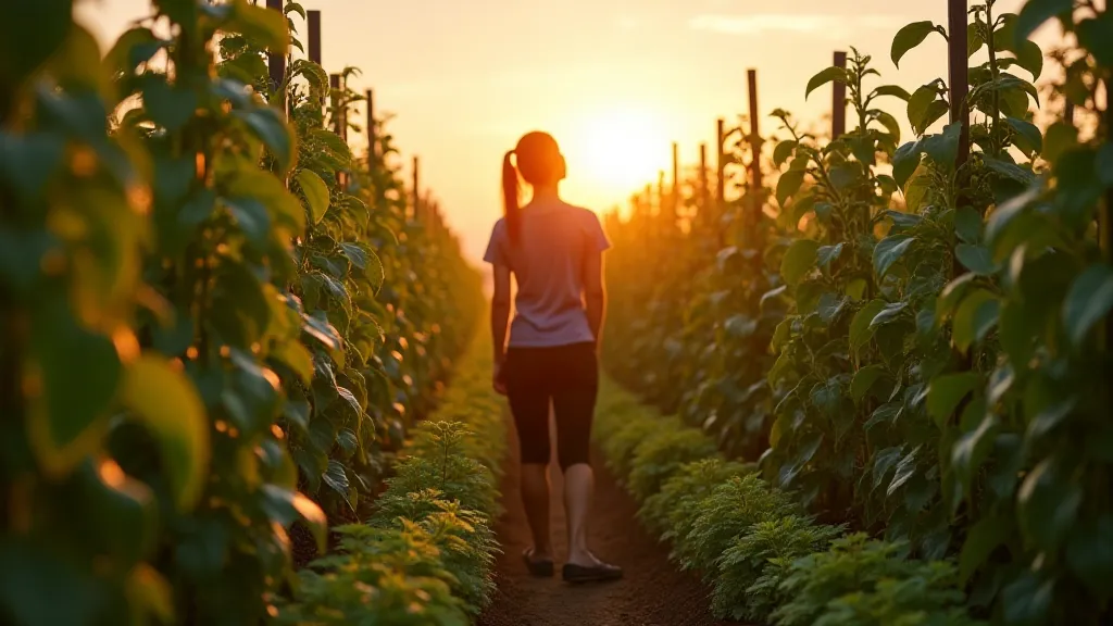 Bean garden at sunset