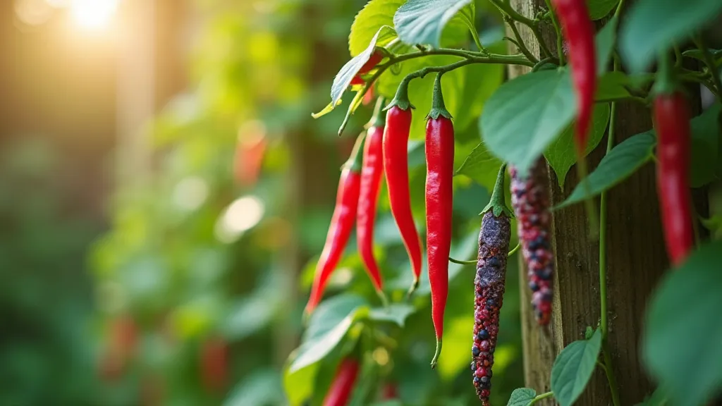 Heirloom bean plants growing on a trellis