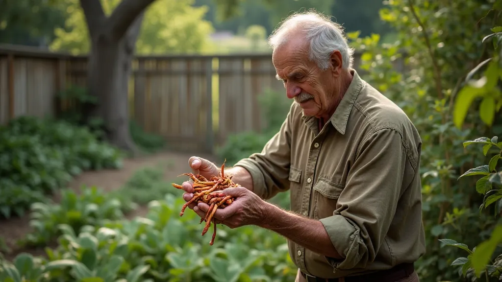 Gardener examining heirloom beans