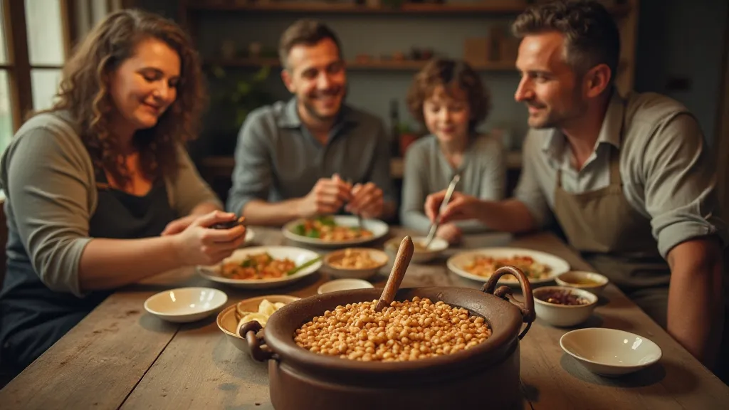 Family dinner with heirloom beans