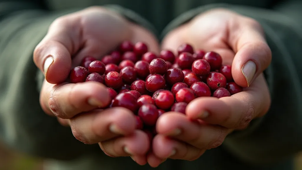 A farmer inspecting ripe cranberry bean pods.