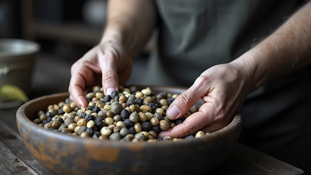 Farmer sorting heirloom beans