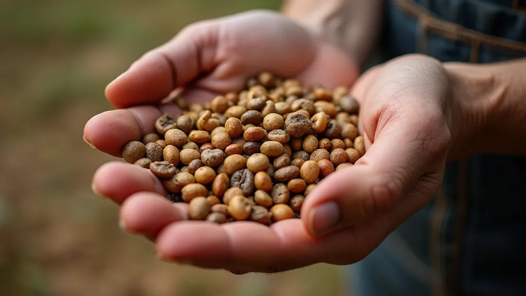 Gardener's hands sifting through heirloom beans