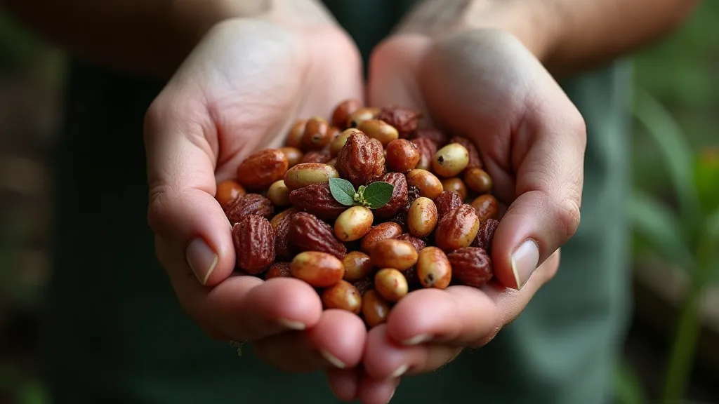 Dried heirloom beans in a hand